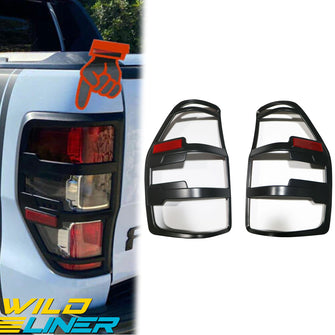 Pair Matte Black Tail Light Cover Trims For Ford Ranger PX PX2 PX3 2012-2022 Wildtrak