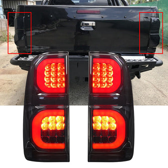 Smoked LED Tail Lights For Toyota Hilux Vigo SR5 2004-2015 Rear Lamps w/Turn Signal