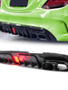 Carbon Fiber Style Rear Bumper Diffuser w/ Black Muffler Tips For Mercedes W205 S205 AMG 2015-2021