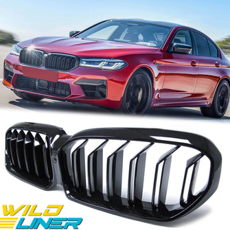 Gloss Black Front Bumper Grille Grill for BMW 5-Series G30 G31 2022-2023 W/ Camera fg113