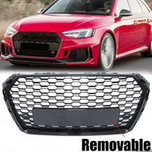 Gloss Black Honeycomb Front Mesh Grille Badgeless For Audi A4 S4 B9 2017–2019