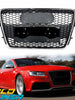 RS5 Style Honeycomb Front Grille Black + Chrome Frame For Audi A5 S5 B8 8T 2008–2012