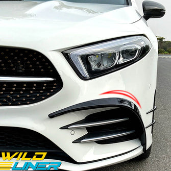 Gloss Black Front Bumper Canard Fog Light Trim For Mercedes W177 A35 AMG 2019+
