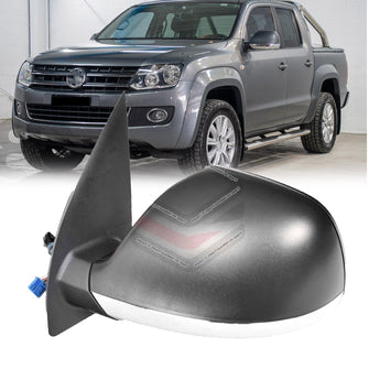 LH Left Hand Passenger Electric Door Mirror Texture Black Top / Chrome Bot For VW Amarok 2010-2013