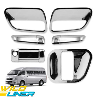 6pcs Door Handle Bowl Inner Cover Kits Chrome For Toyota Hiace Commuter Van 2005-2017