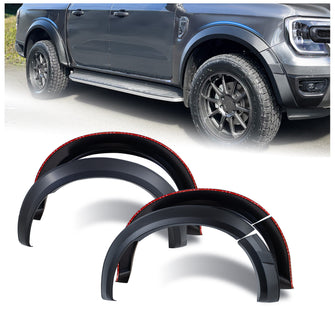 Black Fender Flares Widen 35mm For Ford Ranger Next Gen PY Sport 2022 2023 2024+ Dual Cap