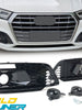 Pair for 2018-2020 Audi Q5 SQ5 Honeycomb Fog Light Grille Cover w/ ACC Caps All Black