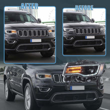 Full LED Headlights For 2014-2021 Jeep Grand Cherokee Blue DRL Startup