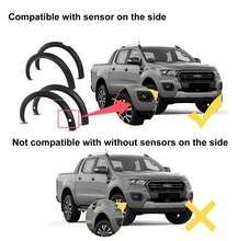 4pcs Slim Fender Flares For 2019-2021 Ford Ranger PX3 MK3 Wildtrak Dual Cap Matte Black Guard With Sensor Hole