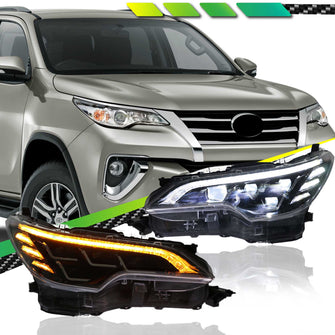 For Toyota Fortuner 2016-2020 LED Headlight Headlamp Assembly DRL Pair