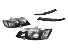 Pair Headlight Head Lamps + Eyelids Black For Holden Commodore VY SS SV8 2002-2004