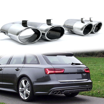 Chrome Exhaust Tips Muffler for Audi A6 C7.5 Sline 2016-2018