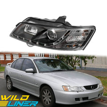 Pair LED DRL Projector Headlights Black For Holden Commodore VY Sedan Wagon Ute 2002-2004