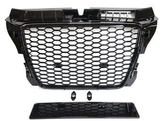 Gloss Black RS3 Style Honeycomb Grille for Audi A3 8P 2009–2013