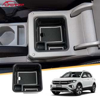 Car Center Armrest Storage Box Organizer Tray For 2020-2025 VW T-Cross