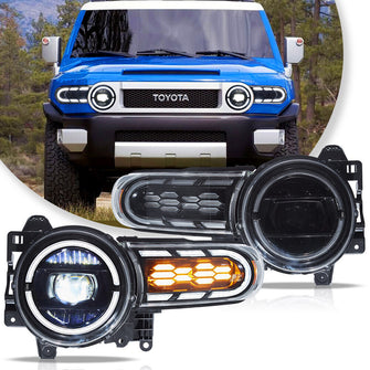 LED Dual Beam Headlights For Toyota FJ Cruiser 2007-2023 with Dynamic Animation Lighting