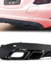 C63 Style Black Rear Diffuser + Exhaust Tips For Mercedes W205 Sedan Non-AMG 2015-2021