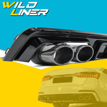 Glossy Black Rear Diffuser + Exhaust Tips for Audi A6 C8 S6 Sline 2019-2023 di92