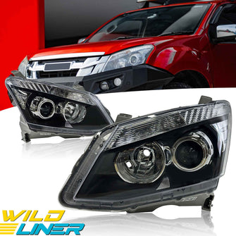 Pair Headlights Projector Head Light Lamp For Isuzu D-Max Dmax 2012-2016