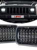 Pair 5x7'' 7x6'' 72W LED Headlight Square + White DRL High Low Beam for Jeep Wrangler YJ XJ Toyota GMC Trucks