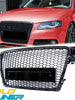 Badgeless RS4 Style Gloss Black Honeycomb Front Grille For Audi A4 S4 B8 2009–2012