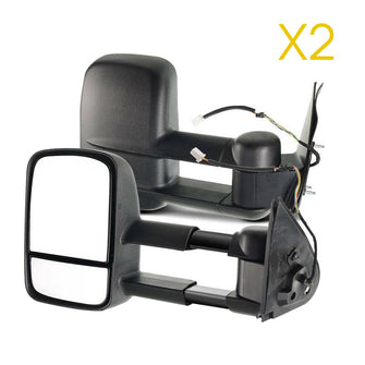 Pair L+R Extendable Towing Mirrors for Toyota Hilux 2015/7-2019 Black
