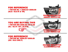 Pair LH+RH Head Light Round Reflector Clear Indicator LHD For Mitsubishi Triton MN GL GLX 2009-2015