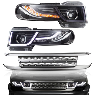 LED Headlights For Toyota FJ Cruiser 2007-2015 Front Lamps＆Silver Grille