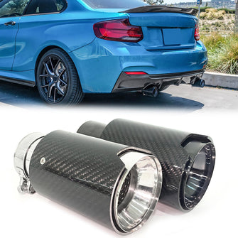 1 Piece Carbon fiber Exhaust Tips 65mm Inlet Muffler Pipes for BMW with M-Sport Package