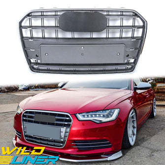 S6 Style Chrome Front Bumper Grille for Audi A6 C7 S6 2016-2018 fg212