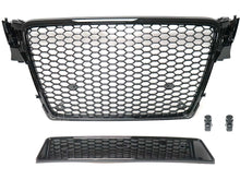Badgeless RS4 Style Gloss Black Honeycomb Front Grille For Audi A4 S4 B8 2009–2012