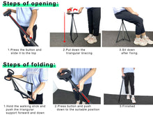 Adjustable Hiking Poles Foldable Trekking Poles Metal Crutches with Seat for Hiking Travelling Walking