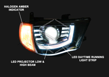 Pair LH+RH Head Light With LED DRL Strip & LED Globes LHD For Mitsubishi Triton MN GL GLX 2009-2015