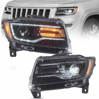 Projector LED Headlights For 2011-2013 Jeep Grand Cherokee W/Blue-Animation