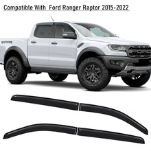 4pcs Matte Black Weather Shields Weathershields Window Visors For Ford Ranger Raptor 2015-2021 Dual Caps Only