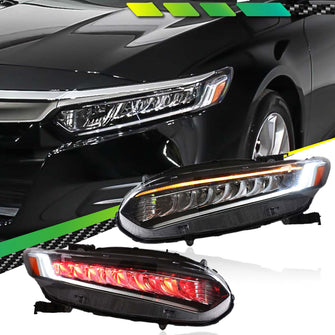 LED Headlights Assembly Left Right Side DRL Smoked for Honda Accord 2018-2022