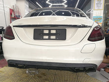 Black Rear Diffuser + Exhaust Tips for Mercedes C-Class W205 Sedan Standard Bumper Non-AMG di21