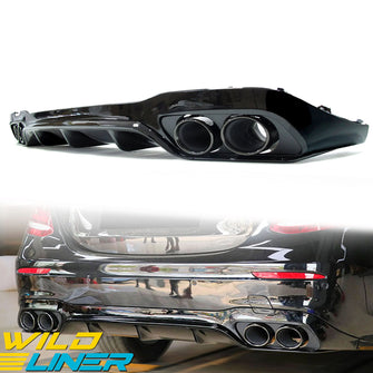 E53 AMG Rear Diffuser + Black Exhaust Tips for Mercedes W213 Sedan AMG Pack 2016-2020 di25