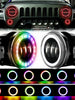 2x 4inch Round LED Fog Lights RGB Halo Driving Lamp For Jeep Wrangler JK 2007-2017
