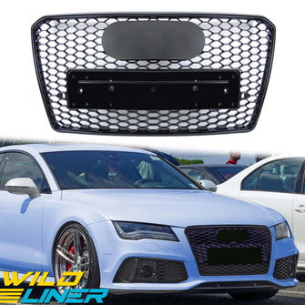 Glossy Black Honeycomb Front Bumper Grille Grill for Audi A7 4G S7 2012-2015 fg49