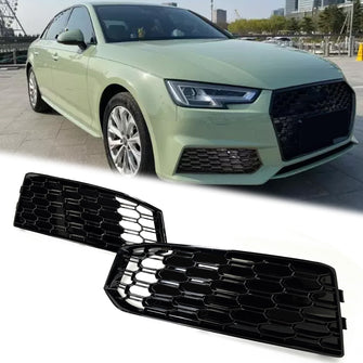 For 2017 2018 2019 Audi A4 B9 S-line S4 Fog Light Grille Honeycomb Mesh Grill Cover Left+Right