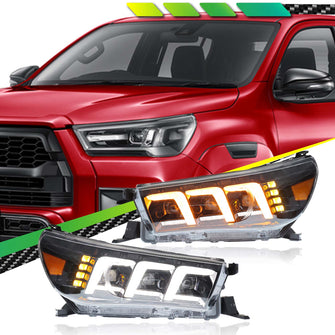 LED Headlights Sequential Animation DRL Assembly for Toyota Hilux Revo 2016-2018