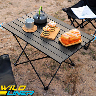 Black Folding Camping Table Collapsible Ultralight Alu for Beach Outdoor 56*46*40cm cp1