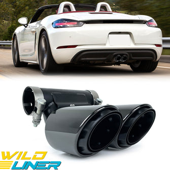 Black Sport Exhaust Muffler Tips fir for Porsche 718 Boxster 982 Cayman 2017-2024