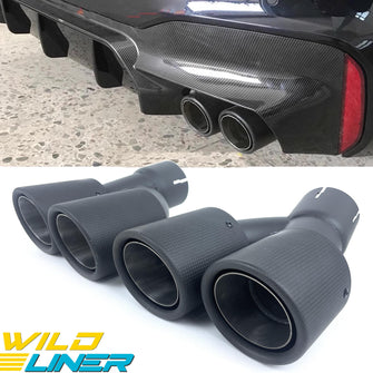 Matte Carbon M550i Dual Exhaust Tips for BMW G30 G31 5 Series M-Sport 2017+