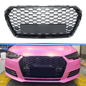 RS4 Style Honeycomb Front Grille Badgeless For Audi A4 S4 B9 2017–2019