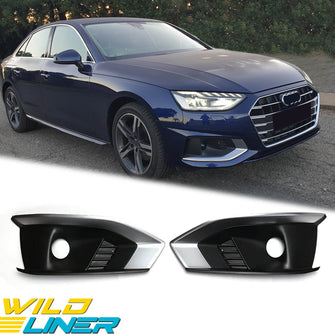 Chrome/ Black Fog Light Grill Bezels for Audi A4 B9 Non-Sline 2020-2024