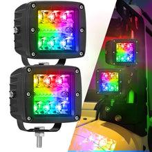 Pair 3" RGB Chase LED Cube Work Light Bar Music Halo 6500k Wireless Bluetooth 4WD