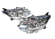 Pair LH+RH Head Light Xenon Headlights For Mitsubishi Triton MQ 2015-2018 (Blue Top Lens, Chrome Lower Bezel)