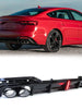 Gloss Black Rear Diffuser w/ LED Light + Exhaust Tips for Audi A5 S-Line S5 Sport 2020-2023